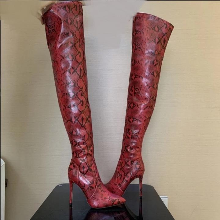 Snake Print Thigh High Boot
