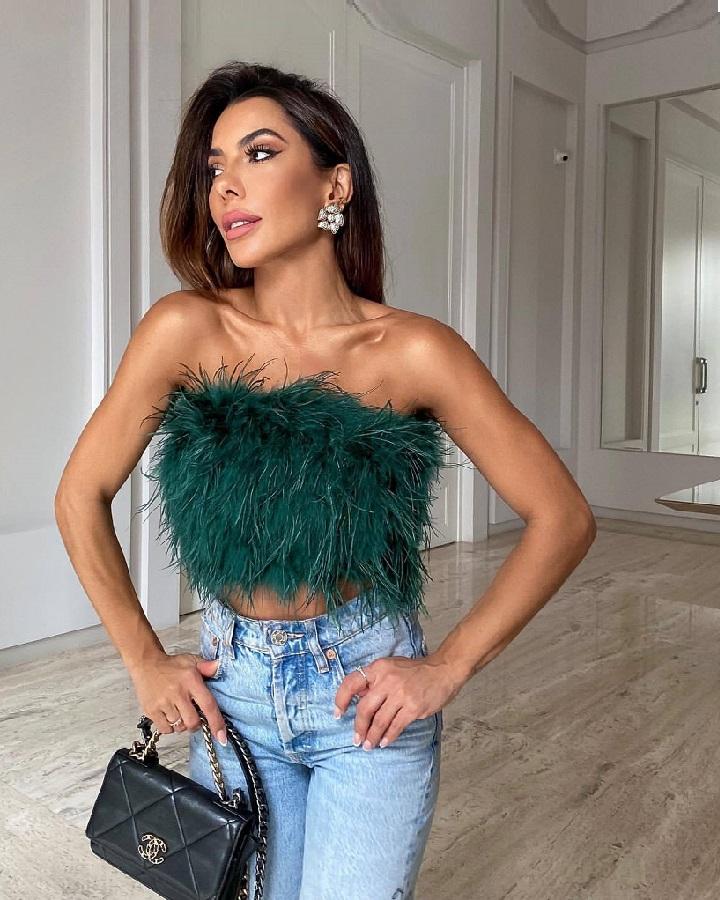 Feather Tube Top Cami