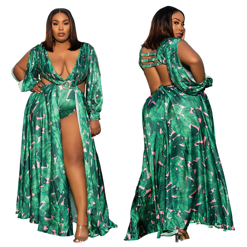 Plus Size Sexy Backless Bodysuit Dress