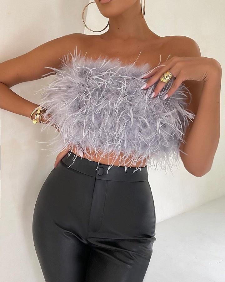 Feather Tube Top Cami
