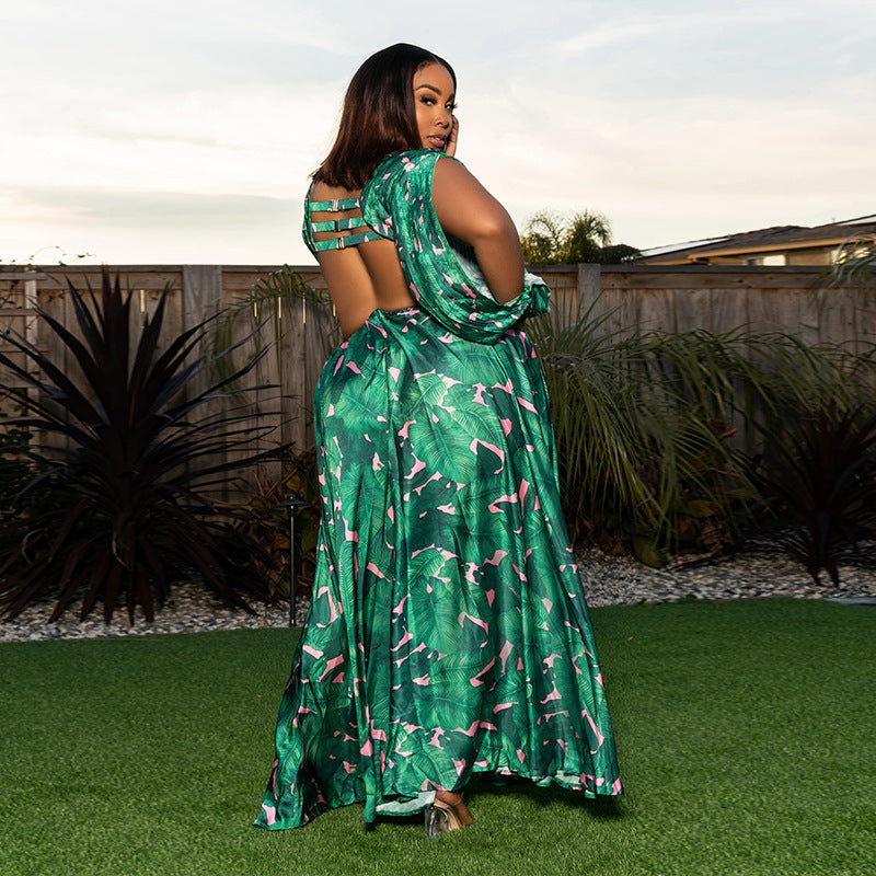 Plus Size Sexy Backless Bodysuit Dress