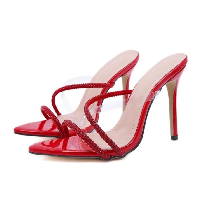 Radiant Red Rhinestone Slipper Heel