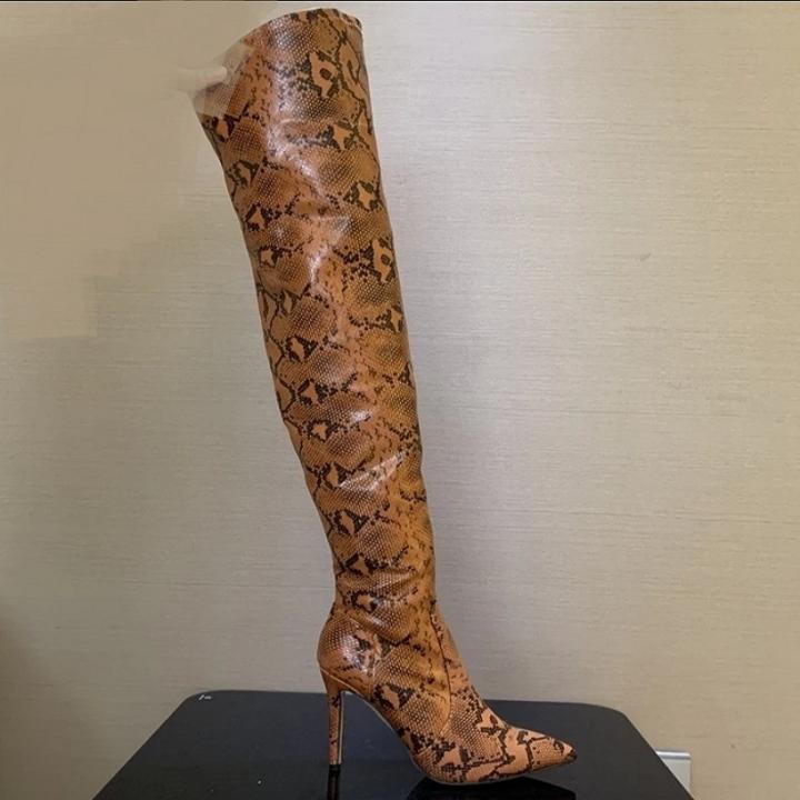 Snake Print Thigh High Boot